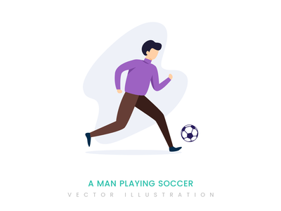 一个人踢足球矢量图(A man playing soccer vector illustration)