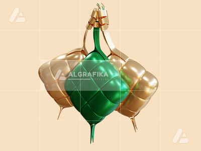 3d 插图斋月 ketupat 对象(3d illustration ramadan ketupat object)