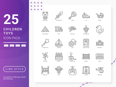 儿童玩具图标包(Children Toys Icon Pack)