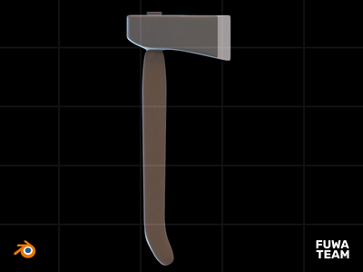 3D 游戏装备在黑暗插图包中发光 - 斧头（正面）(3D Game equipment glow in the dark illustration pack - Axe (Front))