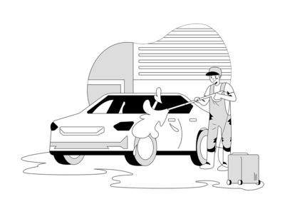 洗车服务图(Car Washing Service Illustration)
