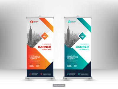 企业卷起横幅或传单社交媒体帖子模板(Corporate roll up banner or flyer social media post template)
