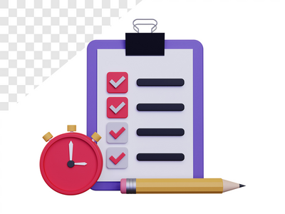 带计时器和铅笔的 3d 考试(3d exam with timer and pencil)