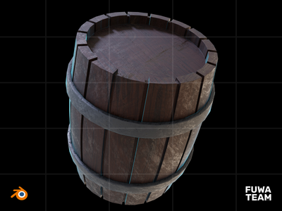 3D 游戏物品在黑暗中发光插图包 - 木桶(3D Game Item Glow In The Dark Illustration Pack - Wooden Barrel)