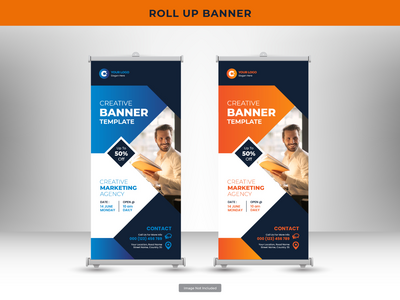 企业卷起横幅或传单社交媒体帖子模板(Corporate roll up banner or flyer social media post template)
