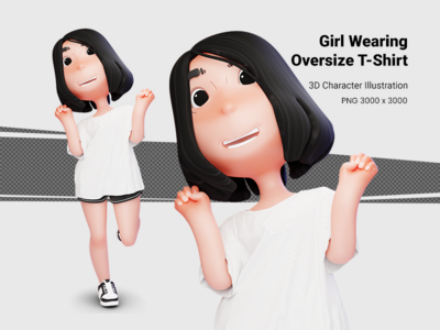 超大号的 3D 女孩(3D girl oversize)