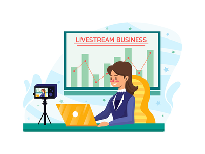 女商人在摄像机前在线指导(Businesswoman coaching online in front of a video camera)