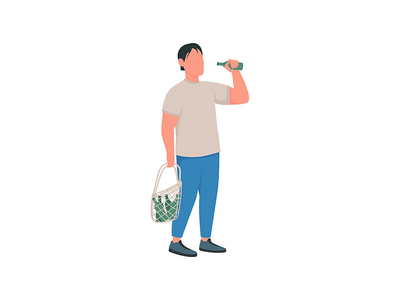 酒精扁平色矢量不露面人物(Alcoholic flat color vector faceless character)