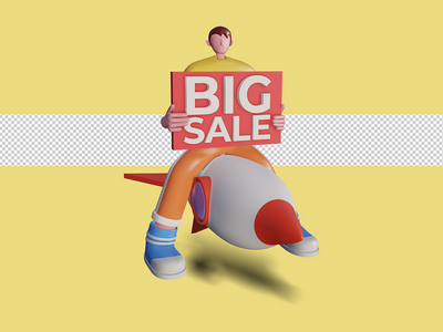 促销折扣的 3d 插图。高级 Psd(3d illustration of sales promotion discount. Premium Psd)