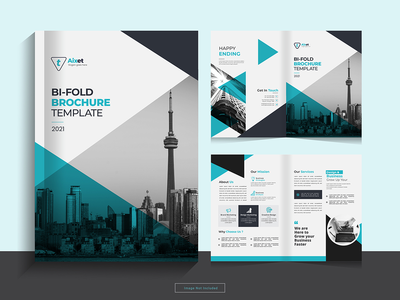 以 A4 格式清洁企业双折业务宣传册设计模板。(Clean corporate bi fold business brochure design template in A4 format.)
