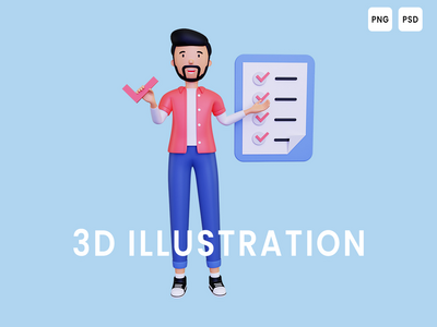 清单 3D 插图(Checklist 3D Illustration)