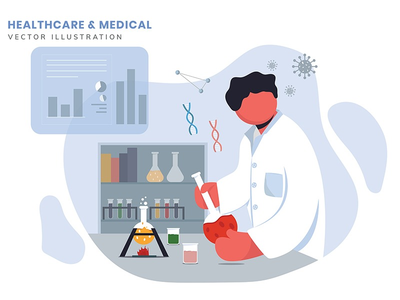 电晕疫苗矢量平面插图(Corona Vaccine Vector Flat Illustration)