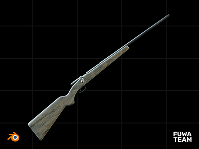 3D 游戏设备在黑暗插图包中发光 - 步枪（侧面）(3D Game equipment glow in the dark illustration pack - Rifle (Side))