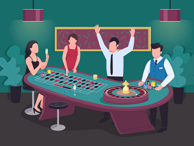 赌场平面颜色矢量图(Casino flat color vector illustration)