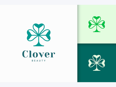 三叶草标志与简单的爱形状(Clover Logo With Simple Love Shape)