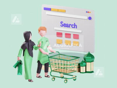 斋月贾巴尔的 3D 人物插图(3D Character Illustration Ramadan Kareem)