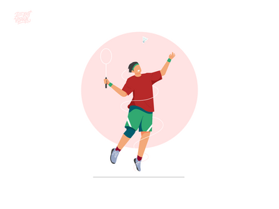 羽毛球运动员插画-奥林匹克运动会(Badminton Athlete Illustration - Olympics Sports)