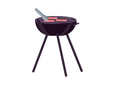 烧烤半平面颜色矢量对象(Barbeque semi flat color vector object)
