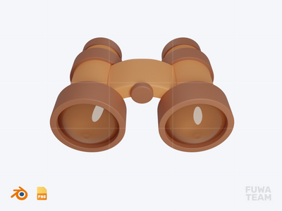 双筒望远镜 - 3D 野营插画包(Binocular - 3D Camping Illustration Pack)