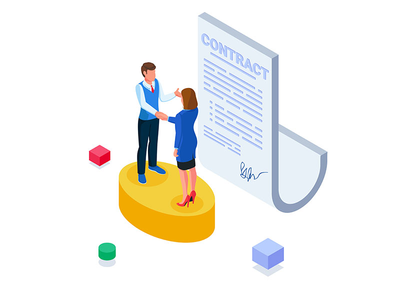 商界人士签署合同协议。(Business people sign contractual agreements.)