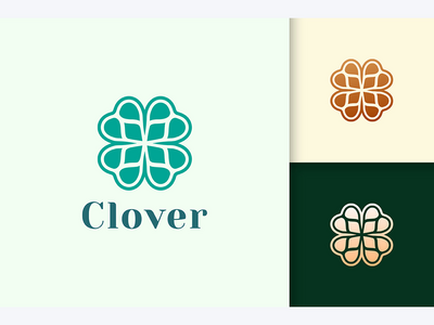 抽象形状的三叶草叶标志(Clover Leaf Logo in Abstract Shape)