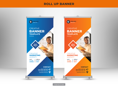 企业卷起横幅或传单社交媒体帖子模板(Corporate roll up banner or flyer social media post template)