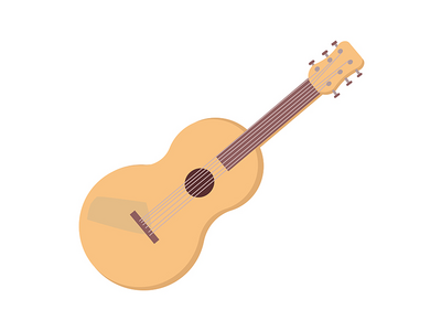 原声吉他半平面彩色矢量对象(Acoustic guitar semi flat color vector object)