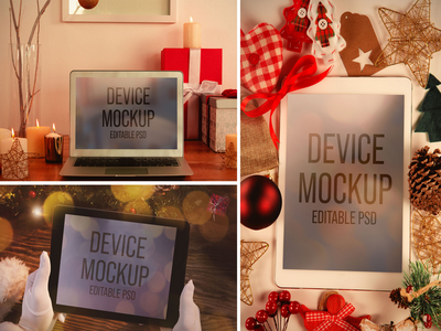 圣诞设备屏幕样机集(Christmas Device Screen Mockup Set)