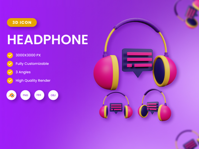 3D 耳机插图(3D Headphone illustration)