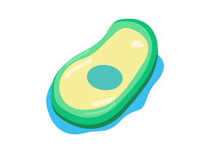 鳄梨形气垫半平面彩色矢量对象(Avocado shaped air mattress semi flat color vector object)