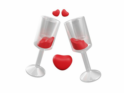 香槟-爱 3d 插图包(Champagne - Love 3d illustration pack)