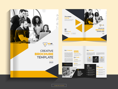 以 A4 格式清洁企业双折业务宣传册设计模板。(Clean corporate bi fold business brochure design template in A4 format.)