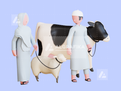宰牲节穆巴拉克的 3D 字符插图(3D Charcter Illustration Eid Al Adha Mubarak)