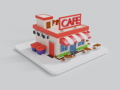 3D 渲染中的咖啡馆插图(a Cafe Illustration in 3D Rendering)