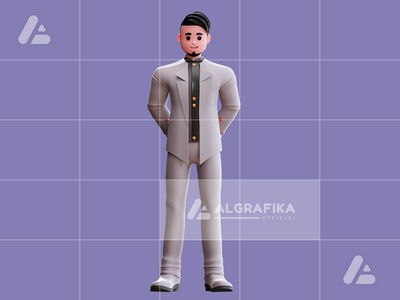 3d 婚礼新郎人物插图(3d wedding groom character illustration)