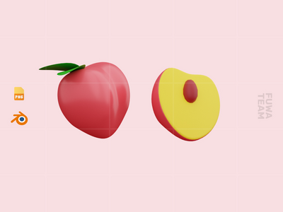 可爱的 3D 水果插画包 - 桃子(Cute 3D Fruit Illustration Pack - Peach)