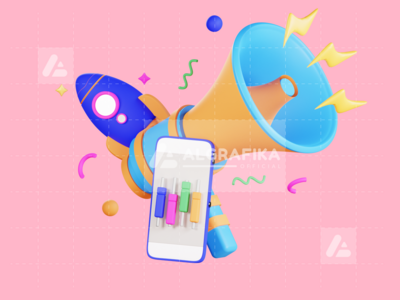 3D 扩音器商业插画(3D Megaphone Business Illustration)