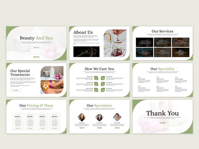 美容和水疗最小演示幻灯片模板(Beauty and spa minimal presentation slide template)