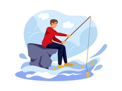 商人捕鱼货币(Businessman fishing currency)