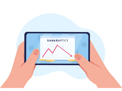破产统计 2D 矢量隔离插图(Bankruptcy statistics 2D vector isolated illustration)