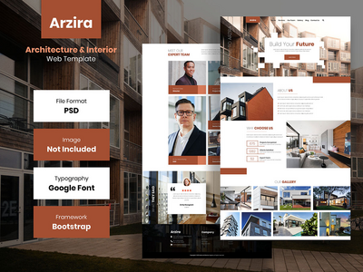 ARZIRA - 建筑与室内网页登陆页面 Psd 模板(ARZIRA - Architecture & Interior Web Landing Page Psd Template)