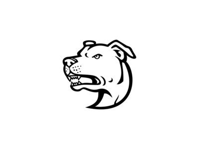 美国斯塔福德郡梗头吉祥物黑白(American Staffordshire Terrier Head Mascot Black and White)