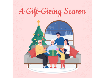 圣诞节与家庭社交媒体发布样机(Christmas with family social media post mockup)