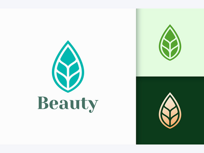 抽象和干净叶形的美容或健康标志(Beauty or Health Logo in Abstract and Clean Leaf Shape)