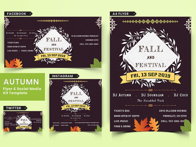 秋季节日传单和社交媒体包-03(Autumn Festival Flyer & Social Media Pack-03)