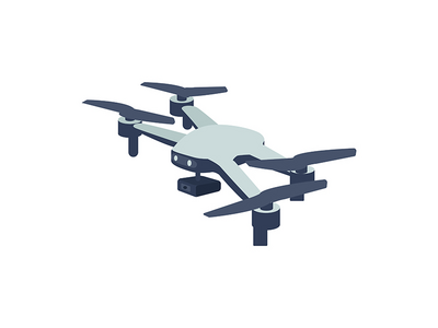 相机无人机半平面彩色矢量对象(Camera drone semi flat color vector object)