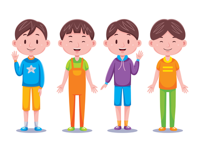 可爱的男孩孩子矢量插图(Cute Boy Kids Vector Illustration)