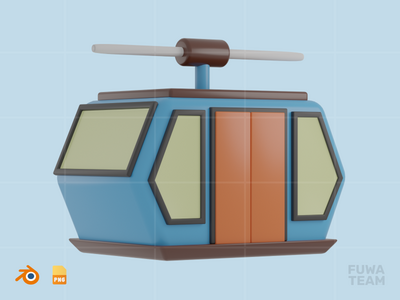 缆车 - 3D 冬季插图(Cable Car - 3D Winter Season Illustration)