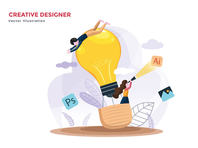 创意设计师团队矢量图(Creative designer teams vector illustration)