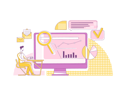 内容营销指标细线概念矢量图(Content marketing metrics thin line concept vector illustration)